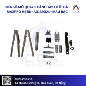 Cửa Sổ Mở Quay 2 Cánh - Tay Lưỡi Gà - Maxpro Hệ 58 - A013902 - (Combo)