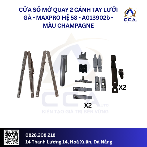 Cửa Sổ Mở Quay 2 Cánh - Tay Lưỡi Gà - Maxpro Hệ 58 - A013902 - (Combo) - Ảnh 2