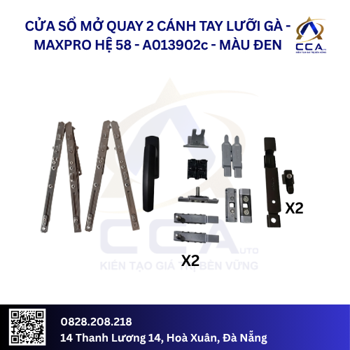 Cửa Sổ Mở Quay 2 Cánh - Tay Lưỡi Gà - Maxpro Hệ 58 - A013902 - (Combo) - Ảnh 3