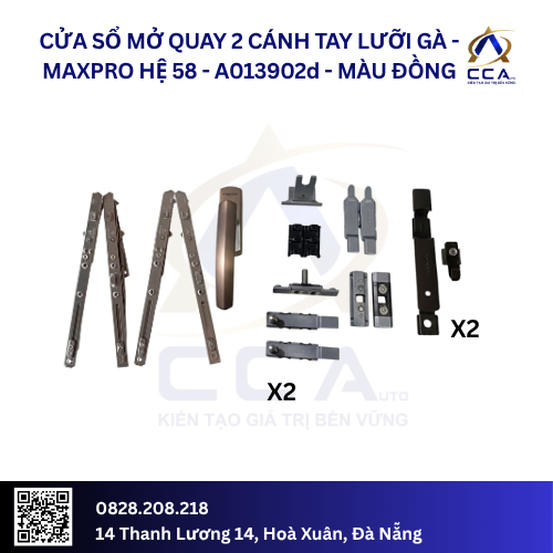 Cửa Sổ Mở Quay 2 Cánh - Tay Lưỡi Gà - Maxpro Hệ 58 - A013902 - (Combo) - Ảnh 4
