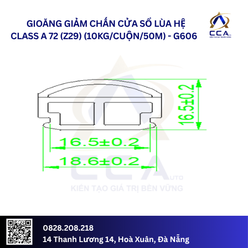 Gioăng giảm chấn cửa sổ lùa hệ Class A 72 (z29) (10kg/cuộn/50m)- kg Cuộnm
