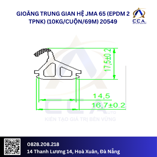 Gioăng trung gian hệ JMA 65 (EPDM 2 TPNK) (10kg/cuộn/69m) 20549 (kg)