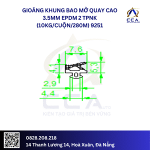 Gioăng khung bao mở quay cao 3.5mm EPDM 2 TPNK (10kg/cuộn/280m) 9251-1/F5603-1 đỏ- kg Cuộnm