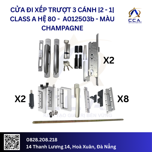Cửa Đi Xếp Trượt 3 Cánh |2-1| - Class A - Hệ 80 - A012503 - (Combo) - Ảnh 2