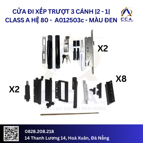 Cửa Đi Xếp Trượt 3 Cánh |2-1| - Class A - Hệ 80 - A012503 - (Combo) - Ảnh 3