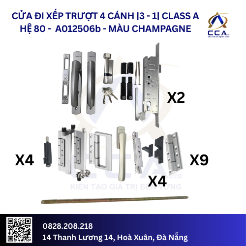 Cửa Đi Xếp Trượt 4 Cánh |3-1| - Class A - Hệ 80 - A012506 - (Combo) - Ảnh 2