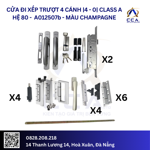 Cửa Đi Xếp Trượt 4 Cánh |4-0| - Class A - Hệ 80 - A012507 - (Combo) - Ảnh 2