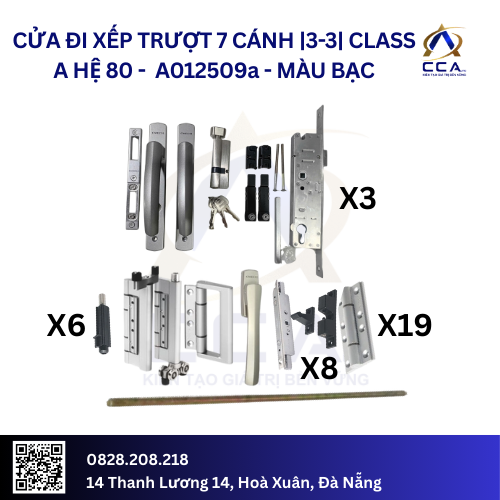 Cửa Đi Xếp Trượt 7 Cánh |3-3| - Class A - Hệ 80 - A012509 - (Combo)