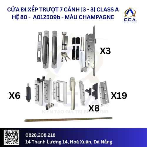 Cửa Đi Xếp Trượt 7 Cánh |3-3| - Class A - Hệ 80 - A012509 - (Combo) - Ảnh 2