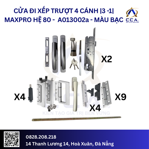 Cửa Đi Xếp Trượt 4 Cánh |3-1| - Maxpro Hệ 80 - A013002 - (Combo)
