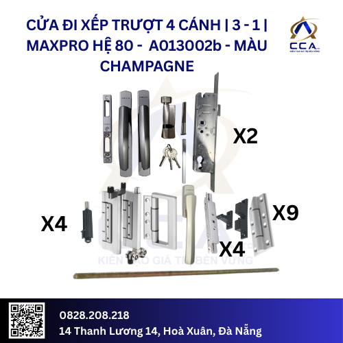 Cửa Đi Xếp Trượt 4 Cánh |3-1| - Maxpro Hệ 80 - A013002 - (Combo) - Image 4