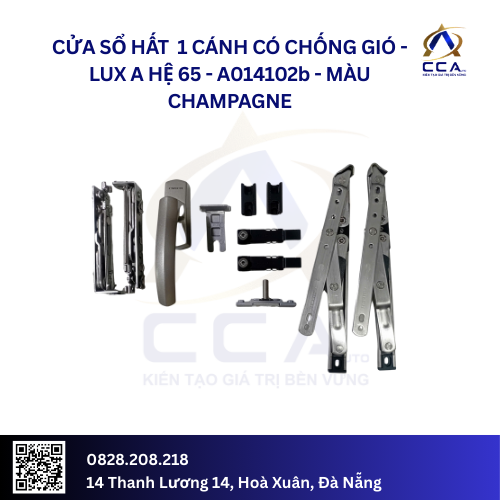 Cửa Sổ Hất 1 Cánh Có Chống Gió - Lux A Hệ 65 - A014102 - (Combo) - Ảnh 2