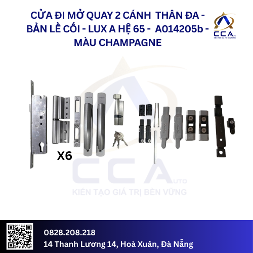 Cửa Đi Mở Quay 2 Cánh Thân Đa - Bản Lề Cối - Lux A Hệ 65 - A014205 - (Combo) - Image 3