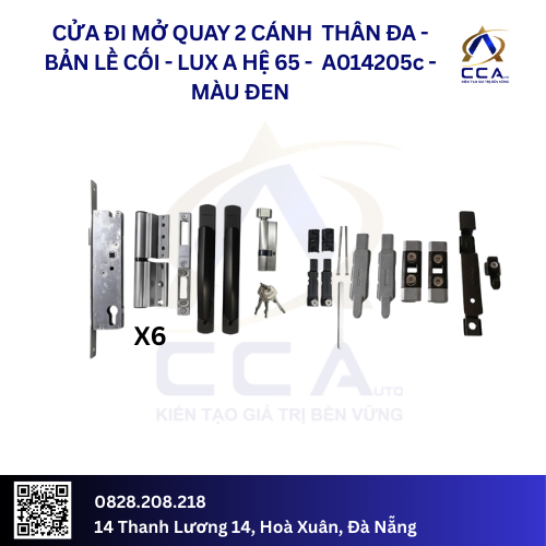 Cửa Đi Mở Quay 2 Cánh Thân Đa - Bản Lề Cối - Lux A Hệ 65 - A014205 - (Combo) - Image 4