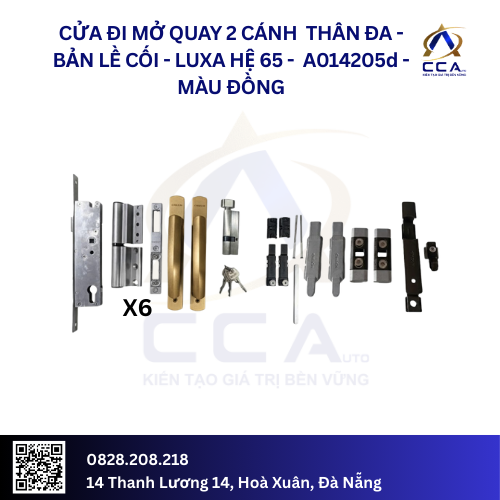 Cửa Đi Mở Quay 2 Cánh Thân Đa - Bản Lề Cối - Lux A Hệ 65 - A014205 - (Combo) - Image 5