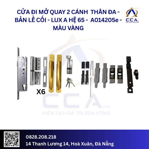 Cửa Đi Mở Quay 2 Cánh Thân Đa - Bản Lề Cối - Lux A Hệ 65 - A014205 - (Combo) - Image 6