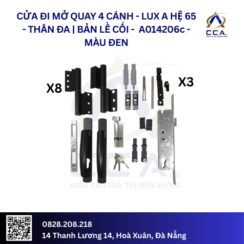 Cửa Đi Mở Quay 4 Cánh Thân Đa - Bản Lề Cối - Lux A Hệ 65 - A014206 - (Combo) - Image 4