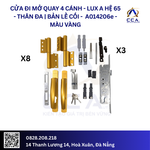 Cửa Đi Mở Quay 4 Cánh Thân Đa - Bản Lề Cối - Lux A Hệ 65 - A014206 - (Combo) - Image 6