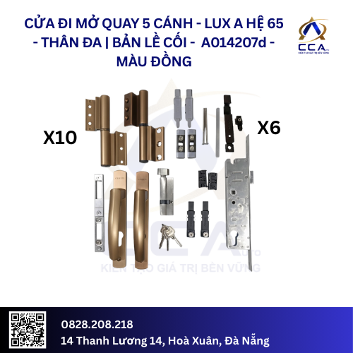 Cửa Đi Mở Quay 5 Cánh Thân Đa - Bản Lề Cối - Lux A Hệ 65 - A014207 - (Combo) - Image 5
