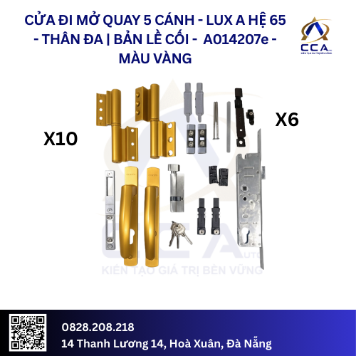 Cửa Đi Mở Quay 5 Cánh Thân Đa - Bản Lề Cối - Lux A Hệ 65 - A014207 - (Combo) - Image 6