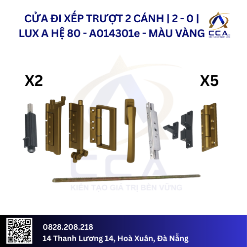 Cửa Đi Xếp Trượt 2 Cánh |2-0| Lux A Hệ 80 - A014301 - (Combo) - Image 4