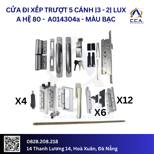 Cửa Đi Xếp Trượt 5 Cánh |3-2| Lux A Hệ 80 - A014304 - (Combo)
