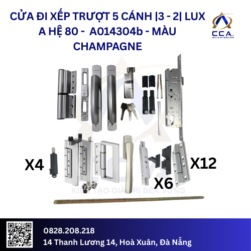 Cửa Đi Xếp Trượt 5 Cánh |3-2| Lux A Hệ 80 - A014304 - (Combo) - Image 2