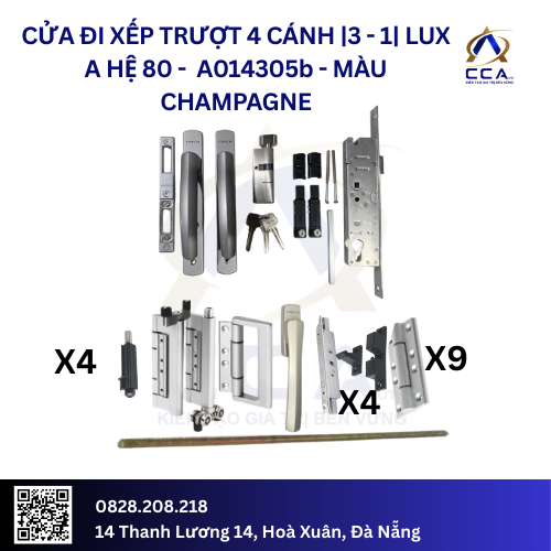 Cửa Đi Xếp Trượt 4 Cánh |3-1| Lux A Hệ 80 - A014305 - (Combo) - Image 2