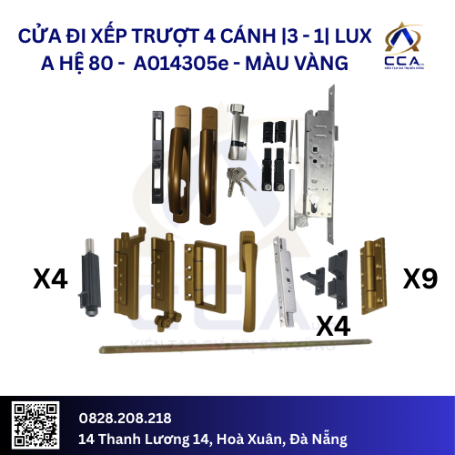 Cửa Đi Xếp Trượt 4 Cánh |3-1| Lux A Hệ 80 - A014305 - (Combo) - Image 4
