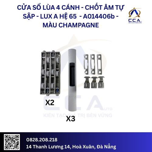 Cửa Sổ Lùa 4 Cánh Chốt Âm Tự Sập - Lux A Hệ 65 - A014406 - (Combo) - Image 2