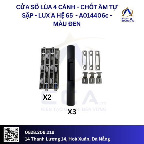 Cửa Sổ Lùa 4 Cánh Chốt Âm Tự Sập - Lux A Hệ 65 - A014406 - (Combo) - Image 3