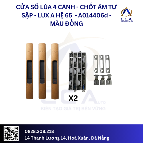 Cửa Sổ Lùa 4 Cánh Chốt Âm Tự Sập - Lux A Hệ 65 - A014406 - (Combo) - Image 4