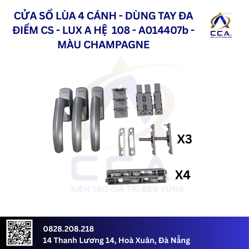 Cửa Sổ Lùa 4 Cánh Dùng Tay Đa Điểm CS - Lux A Hệ 108 - A014407 - (Combo) - Image 2