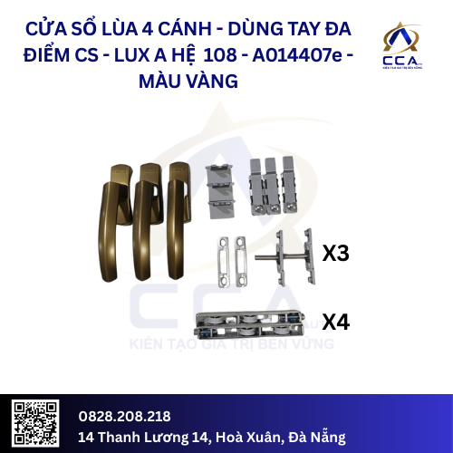 Cửa Sổ Lùa 4 Cánh Dùng Tay Đa Điểm CS - Lux A Hệ 108 - A014407 - (Combo) - Image 5