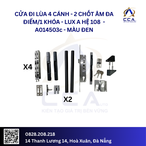 Cửa Đi Lùa 4 Cánh 2 Chốt Âm Đa Điểm/ 1 Khóa - Lux A Hệ 108 - A014503 - (Combo) - Image 3
