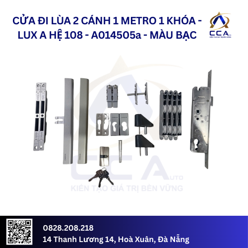 Cửa Đi Lùa 2 Cánh 1 Metro 1 Khóa - Lux A Hệ 108 - A014505 - (Combo)