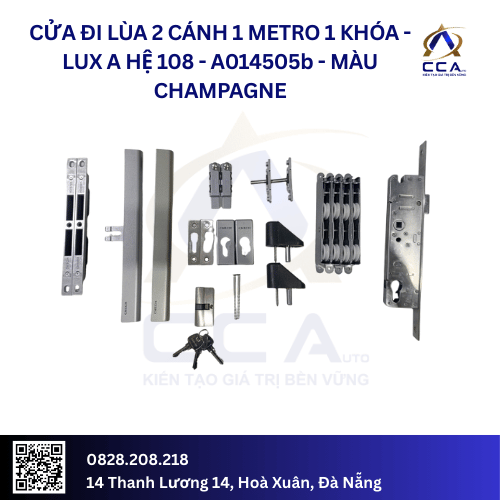 Cửa Đi Lùa 2 Cánh 1 Metro 1 Khóa - Lux A Hệ 108 - A014505 - (Combo) - Image 2
