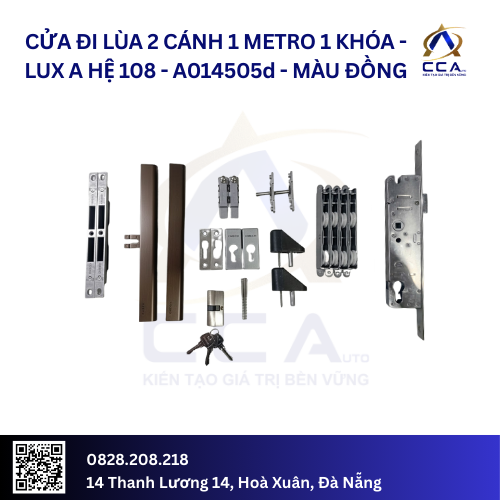 Cửa Đi Lùa 2 Cánh 1 Metro 1 Khóa - Lux A Hệ 108 - A014505 - (Combo) - Image 4