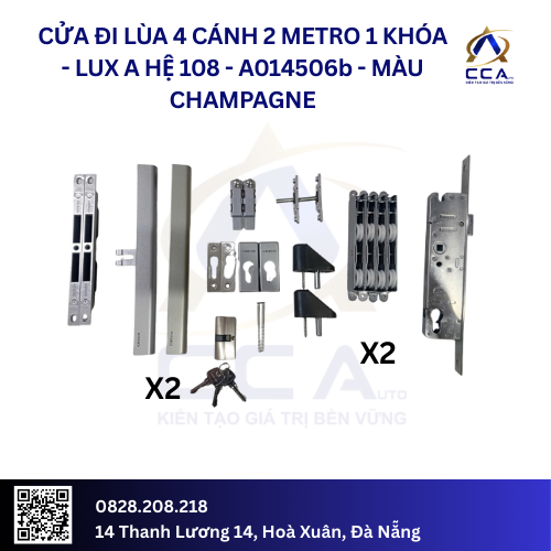 Cửa Đi Lùa 4 Cánh 2 Metro 1 Khóa - Lux A Hệ 108 - A014506 - (Combo) - Image 2