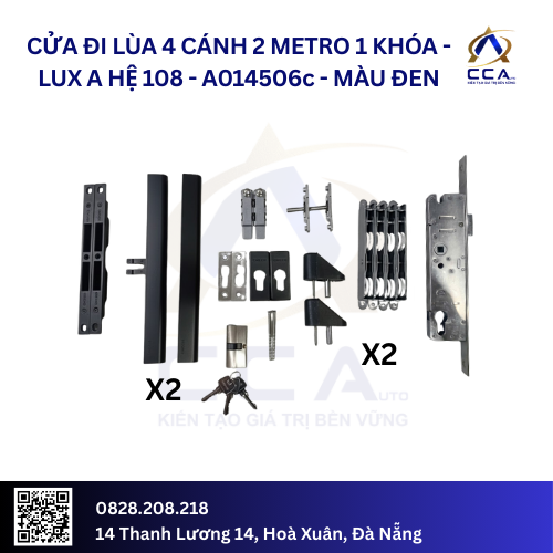 Cửa Đi Lùa 4 Cánh 2 Metro 1 Khóa - Lux A Hệ 108 - A014506 - (Combo) - Image 3