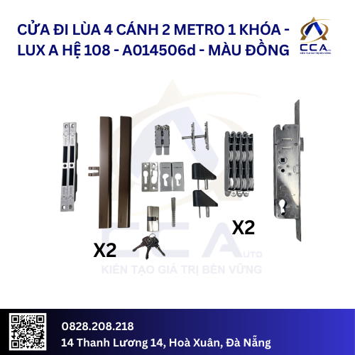 Cửa Đi Lùa 4 Cánh 2 Metro 1 Khóa - Lux A Hệ 108 - A014506 - (Combo) - Image 4