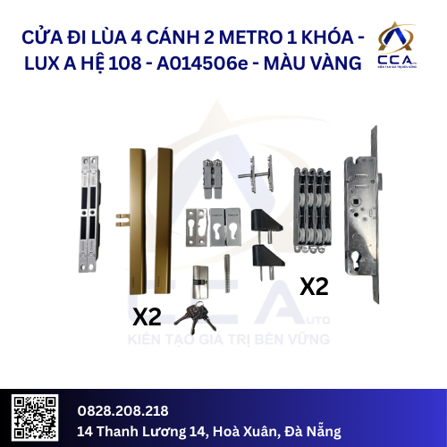 Cửa Đi Lùa 4 Cánh 2 Metro 1 Khóa - Lux A Hệ 108 - A014506 - (Combo) - Image 5