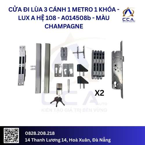 Cửa Đi Lùa 3 Cánh 3 Ray - 1 Metro/1 Khóa - Lux A Hệ 108 - A014508 - (Combo) - Image 2