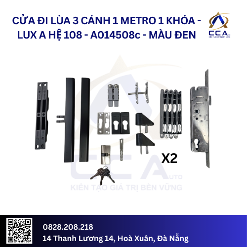 Cửa Đi Lùa 3 Cánh 3 Ray - 1 Metro/1 Khóa - Lux A Hệ 108 - A014508 - (Combo) - Image 3