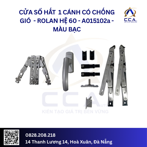 Cửa Sổ Hất 1 Cánh Có Chống Gió - Rolan Hệ 60 - A015102 - (Combo)