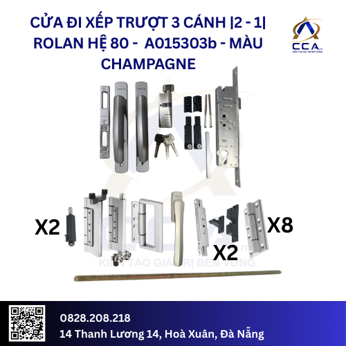 Cửa Đi Xếp Trượt 3 Cánh |2-1| Rolan Hệ 80 - A015303 - (Combo) - Image 2