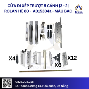 Cửa Đi Xếp Trượt 5 Cánh |3-2| Rolan Hệ 80 - A015304 - (Combo)