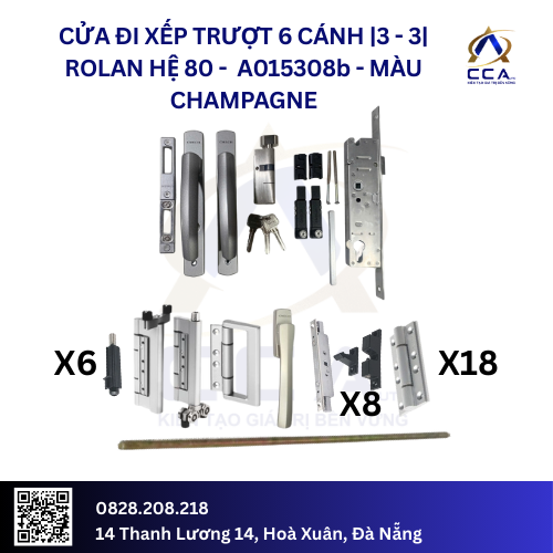 Cửa Đi Xếp Trượt 6 Cánh |3-3| Rolan Hệ 80 - A015308 - (Combo) - Image 4