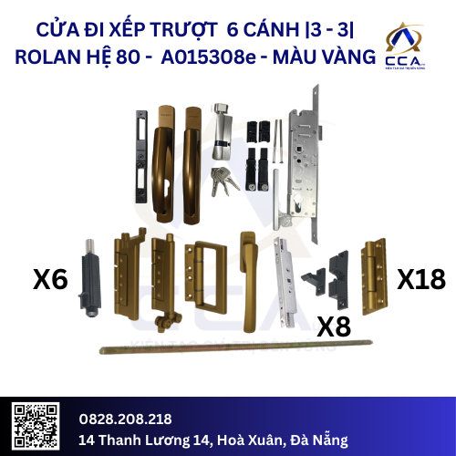 Cửa Đi Xếp Trượt 6 Cánh |3-3| Rolan Hệ 80 - A015308 - (Combo) - Image 2