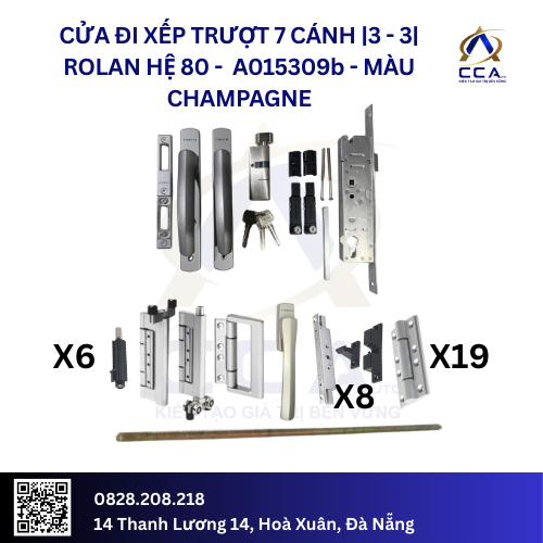 Cửa Đi Xếp Trượt 7 Cánh |3-3| Rolan Hệ 80 - A015309 - (Combo) - Image 4